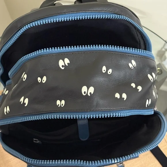 DISNEY X COACH Spooky Eyes Dark Fairytale Leather Backpack | Black & Blue - Picture 11 of 13